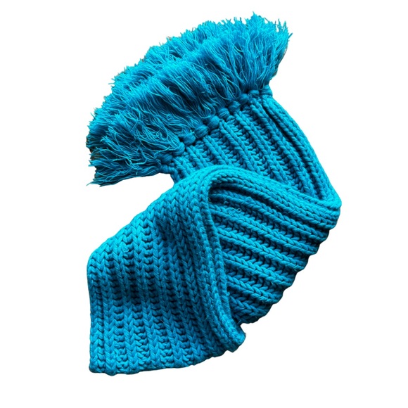 ECHO Bright Blue Chunky Cable Knit Knot Fringe Scarf - Picture 5 of 12